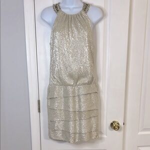 Laundry By Shelli Segal gold Embellished Halter Mini Dress